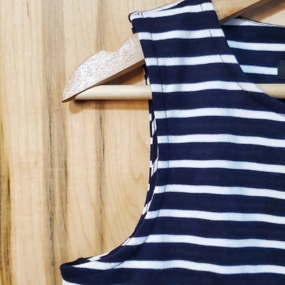 Talbots Navy Blue and White Stripe Sleeveless Dress Size Medium - Picture 4 of 8